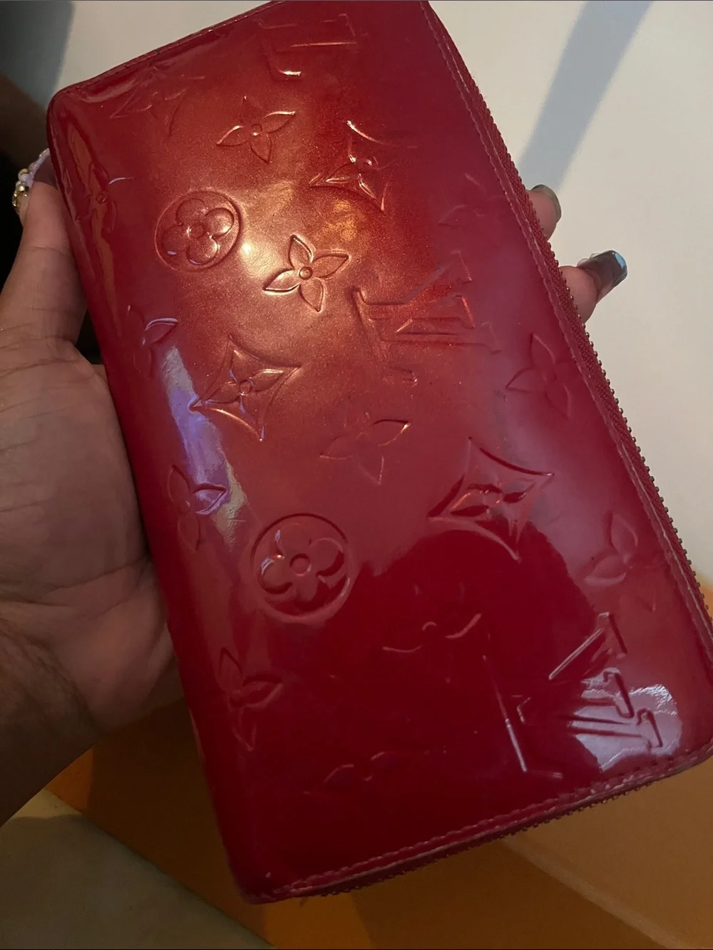 Louis Vuitton Red Monogram Vernis Zippy Wallet